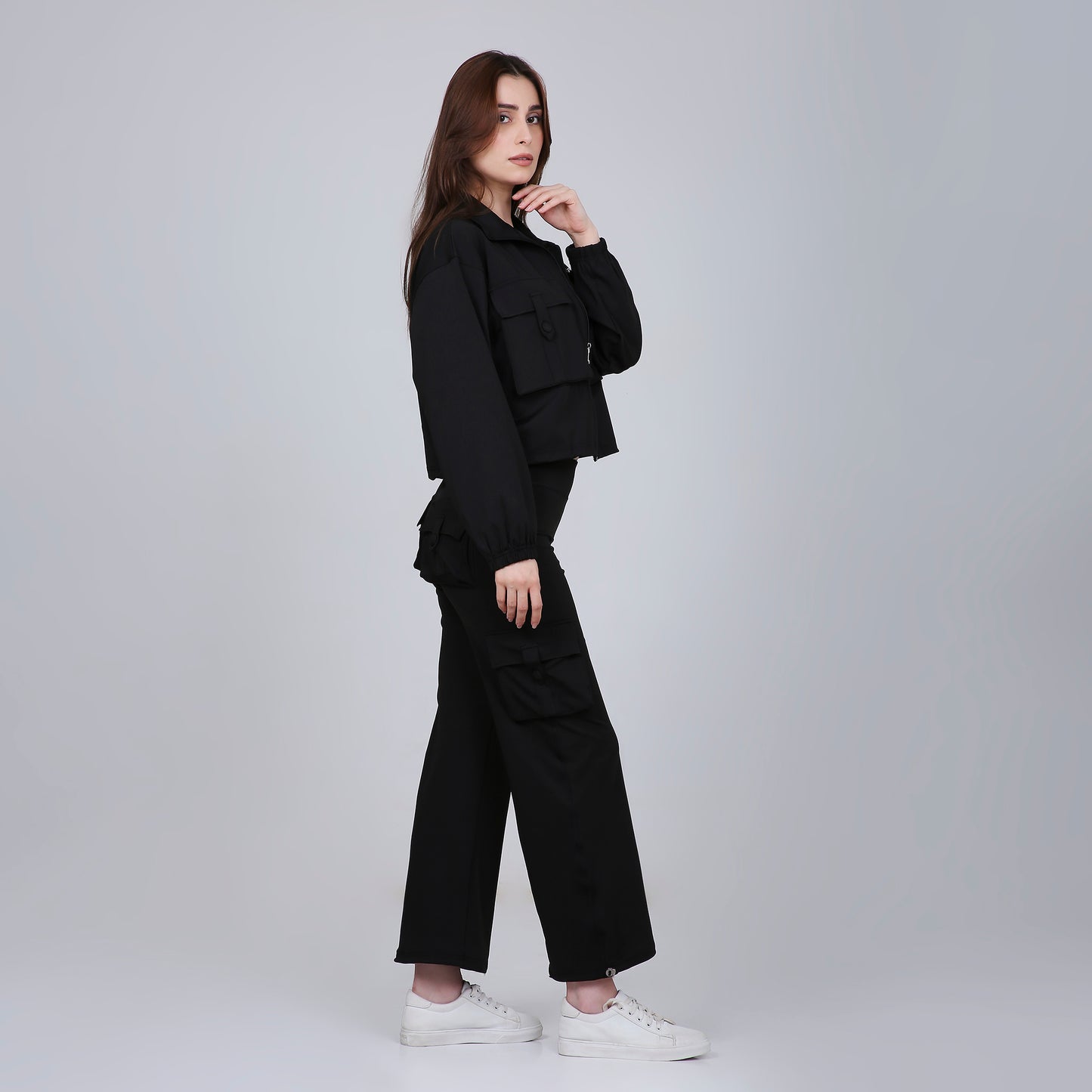 HYBRID CARGO JACKET - BLACK