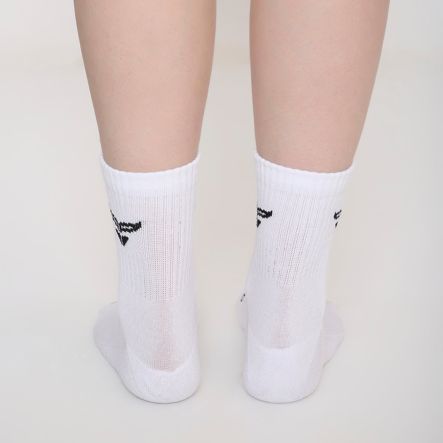 CUSHIONED MID CUT CREW WHITE SOCKS - PACK OF 3