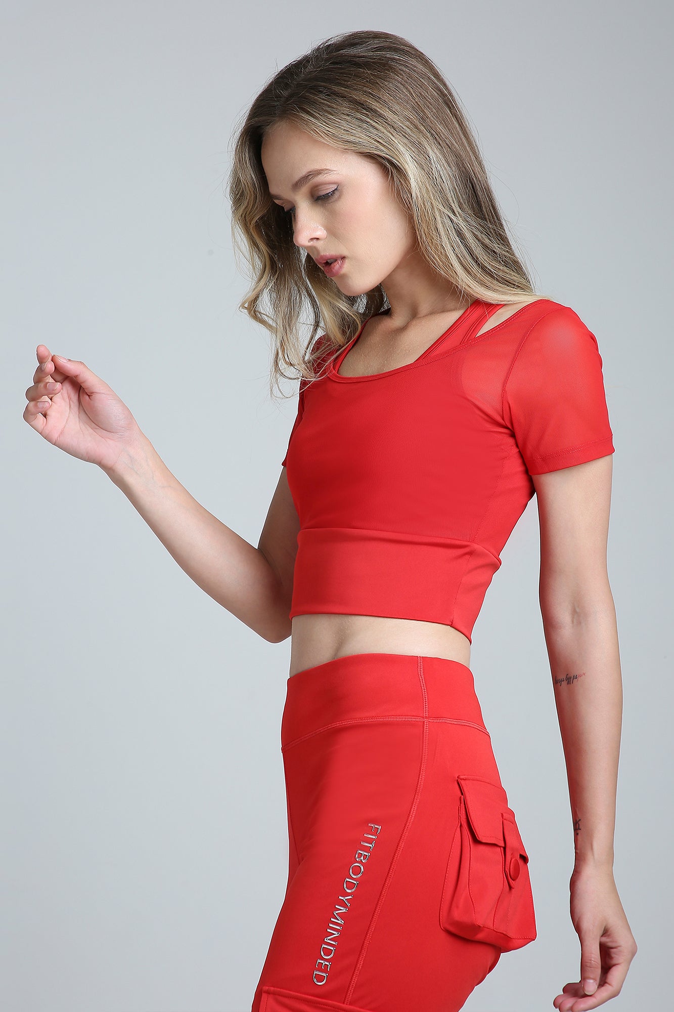 HYBRID MESH T-bra - Fire Red