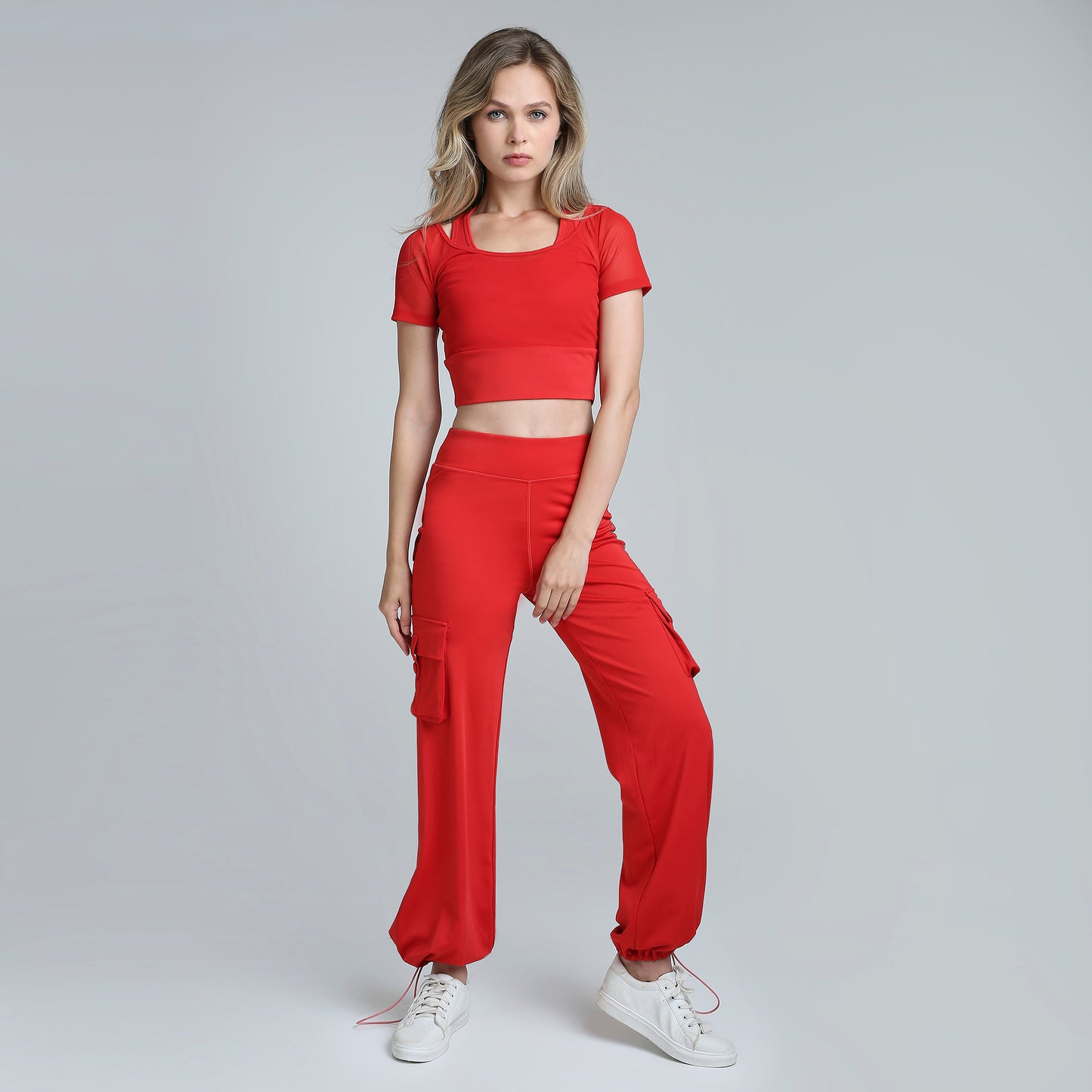 HYBRID MESH FIRE RED TEE