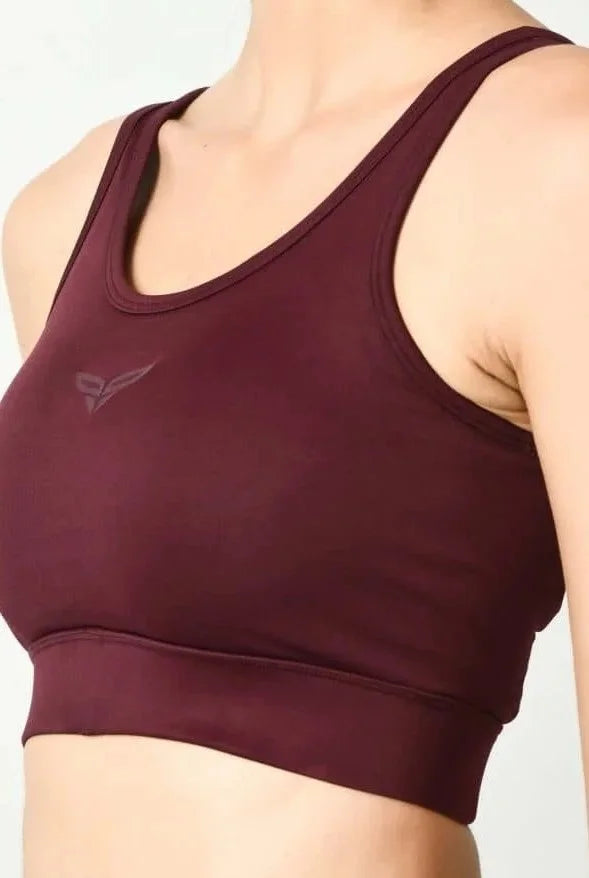 Dark red sports bra sales