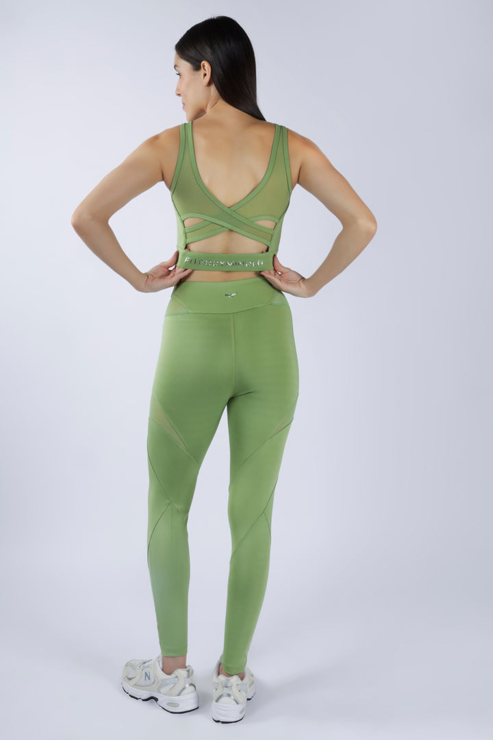 MESH ATTACK Leggings - MATCHA