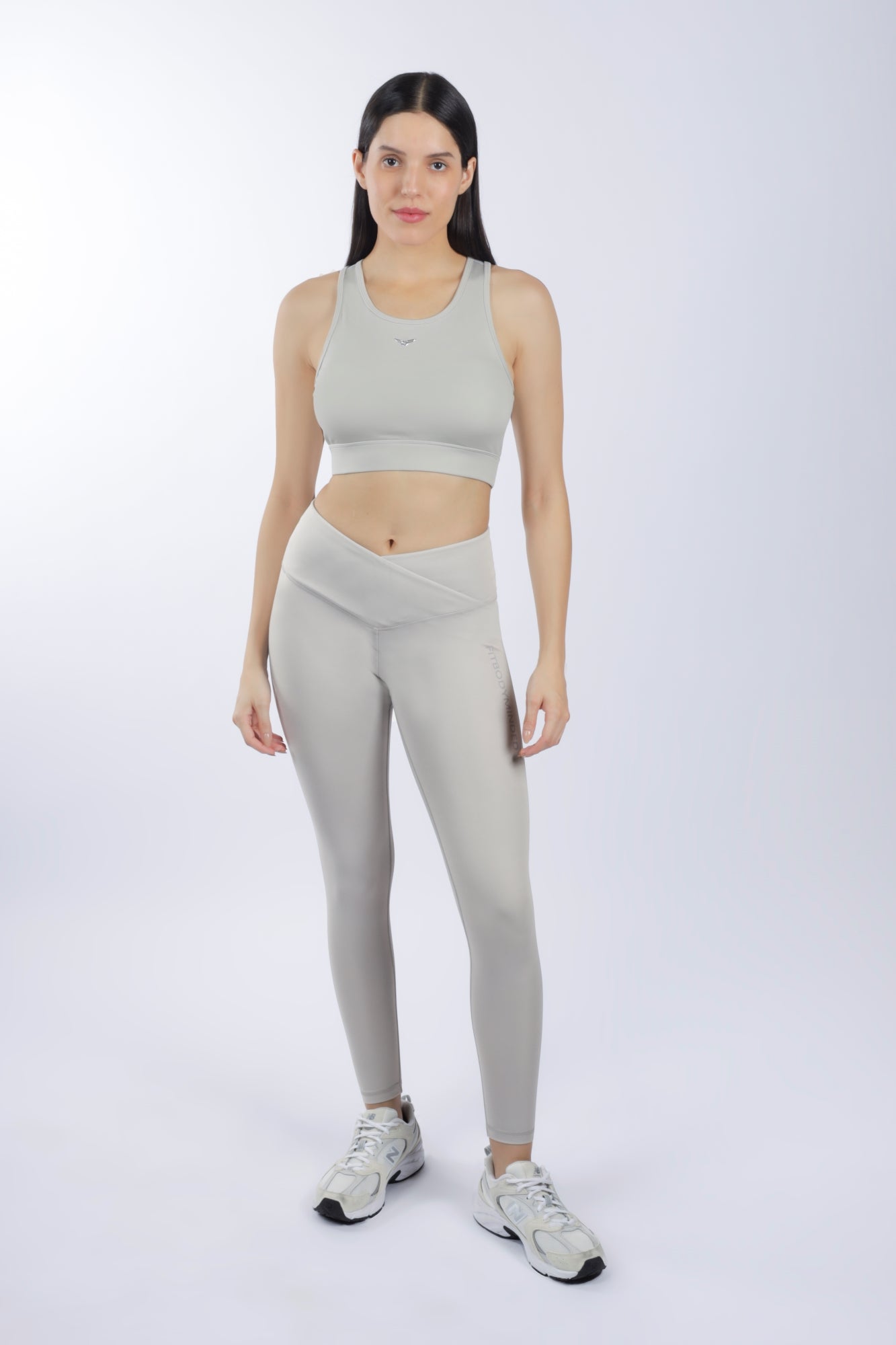 Cross Waist Band Grey Leggings