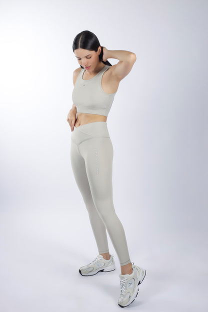 Cross Waist Band Grey Leggings