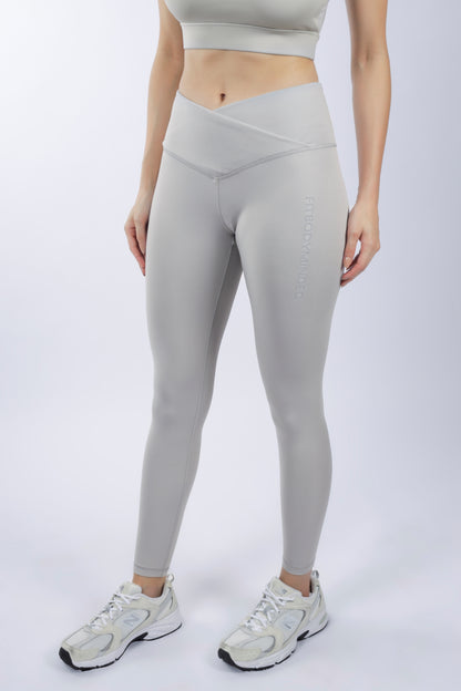 Cross Waist Band Grey Leggings