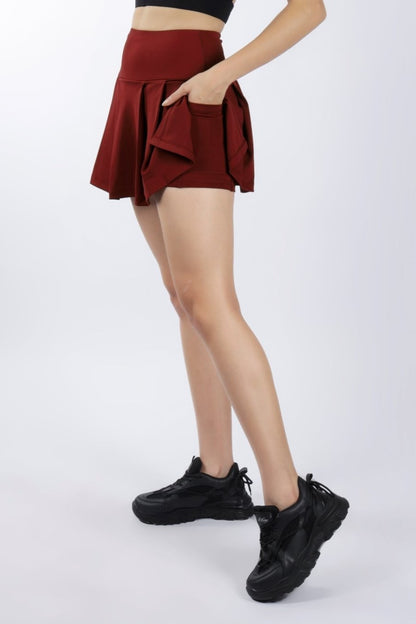 Premium High Waisted SKORT - Deep RED