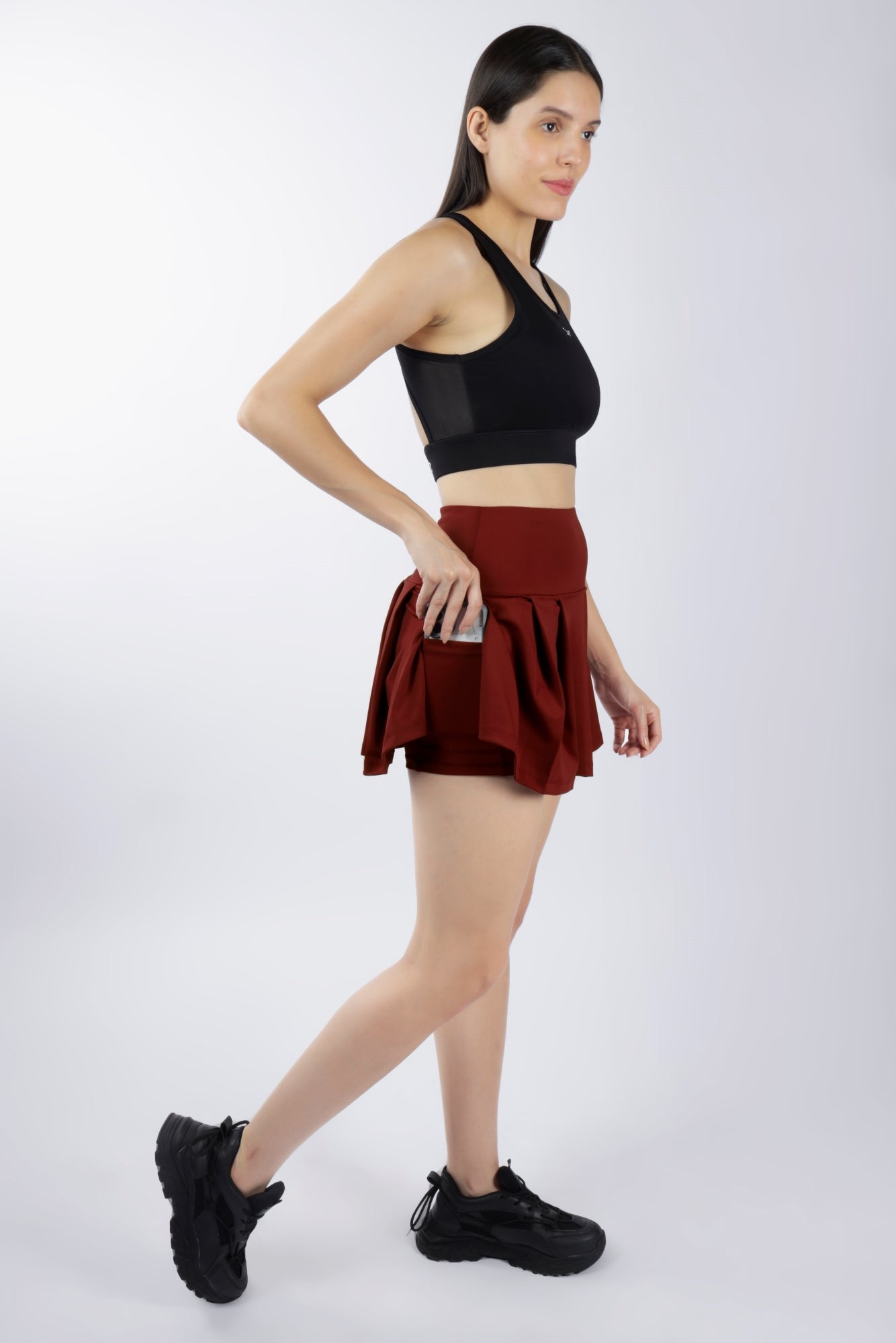 Premium High Waisted SKORT - Deep RED