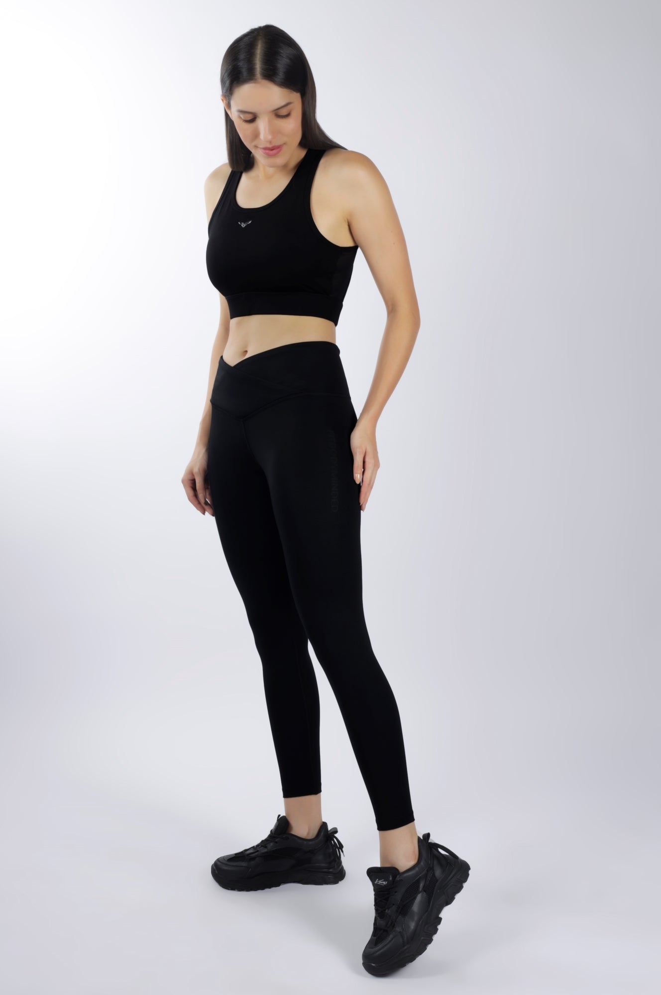 Cross Waist Band Black Leggings