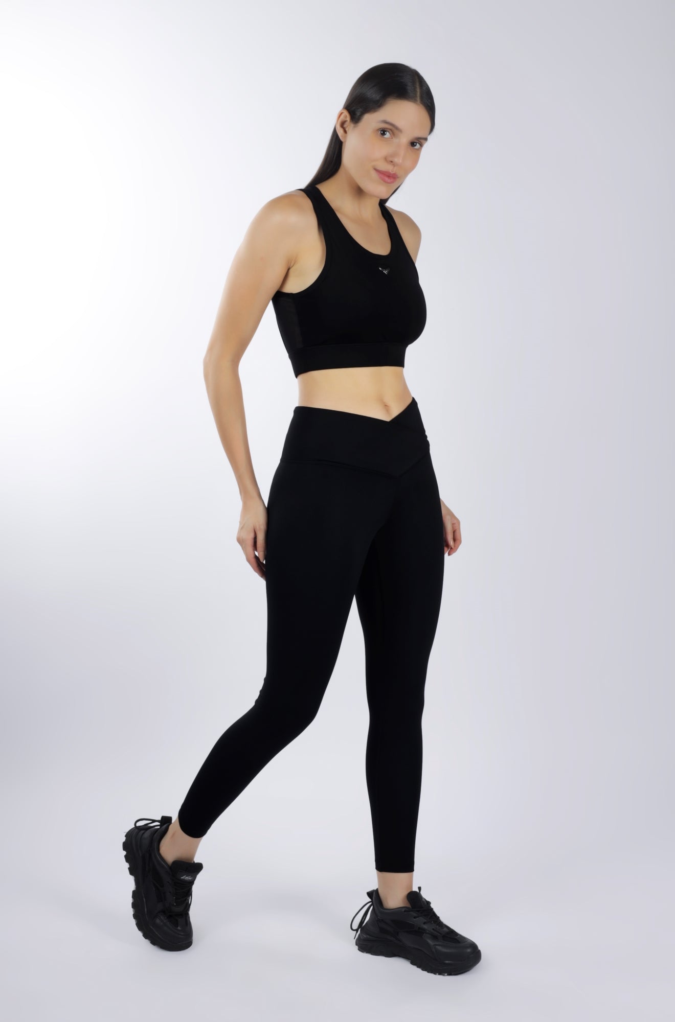 Cross Waist Band Black Leggings