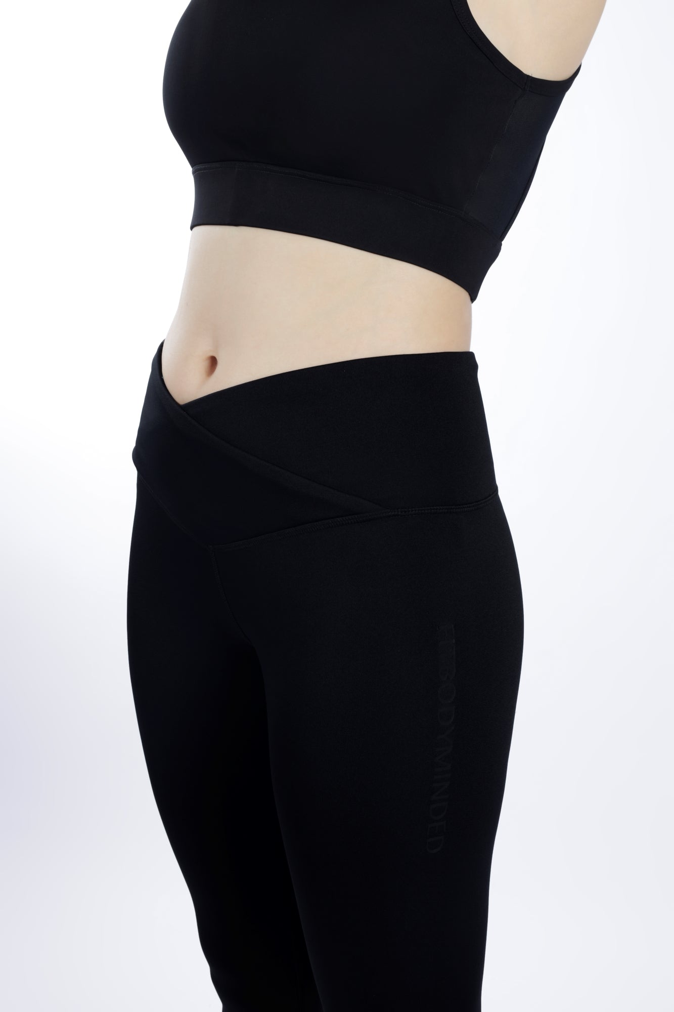 Cross Waist Band Black Leggings