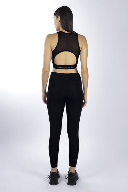 Cross Waist Band Black Leggings