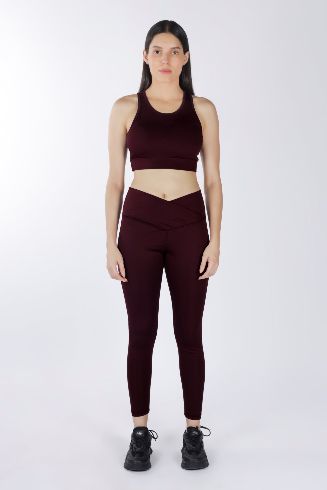 Cross Waist Band Cherry Red Leggings