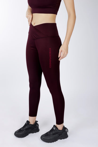 Cross Waist Band Cherry Red Leggings