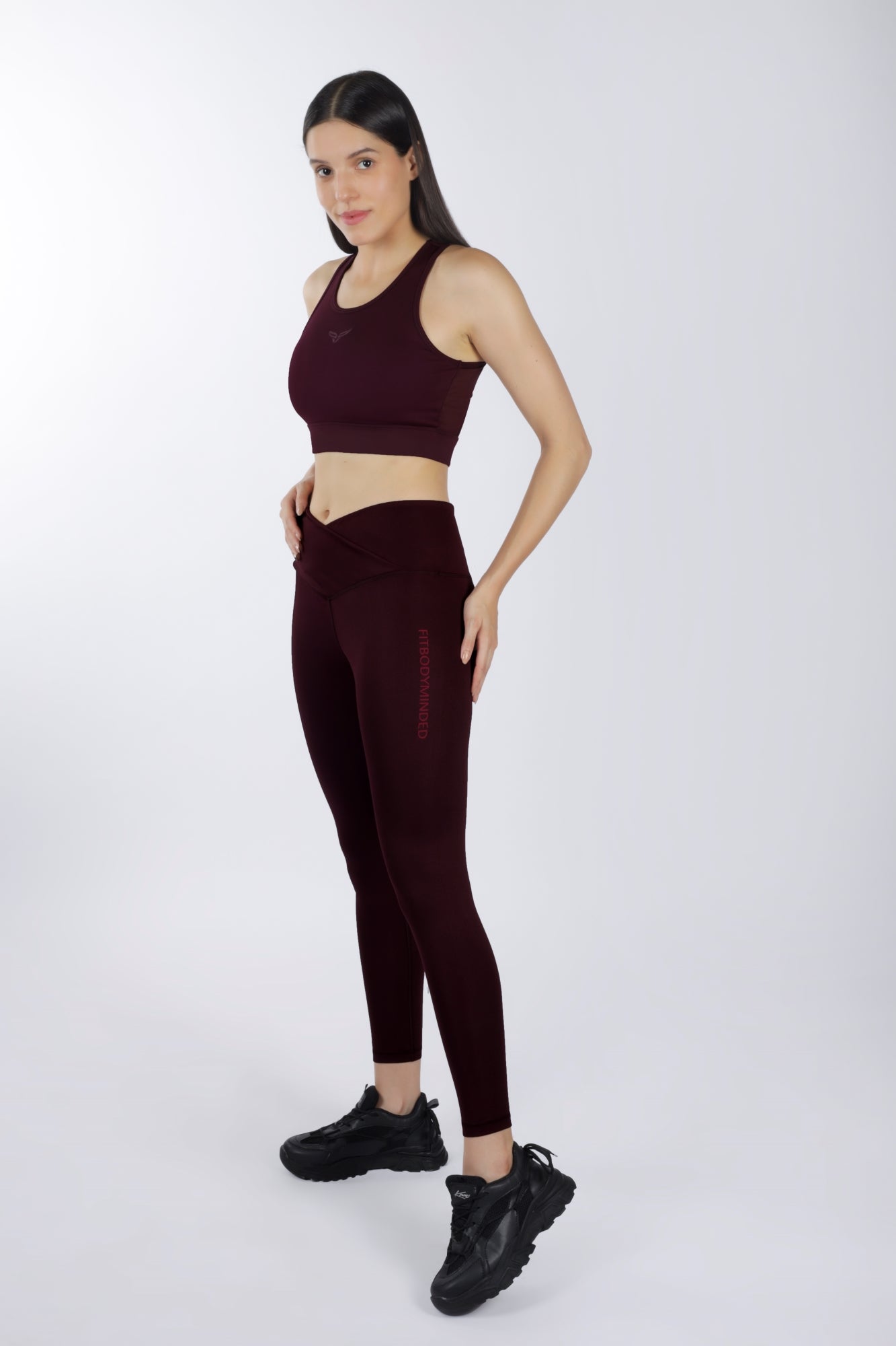 Cross Waist Band Cherry Red Leggings