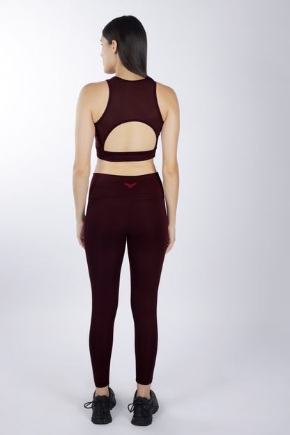 Cross Waist Band Cherry Red Leggings