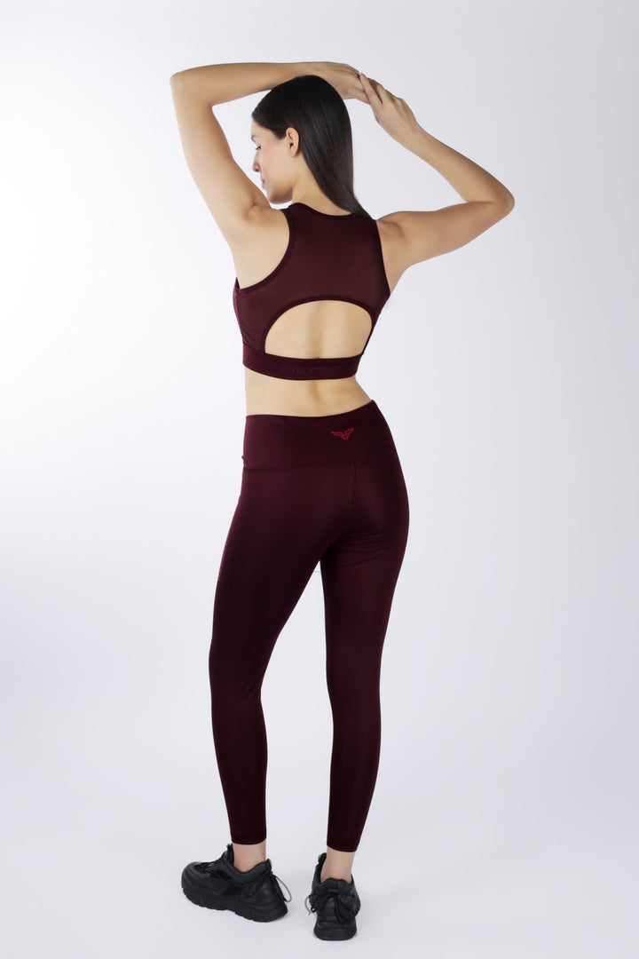Cross Waist Band Cherry Red Leggings