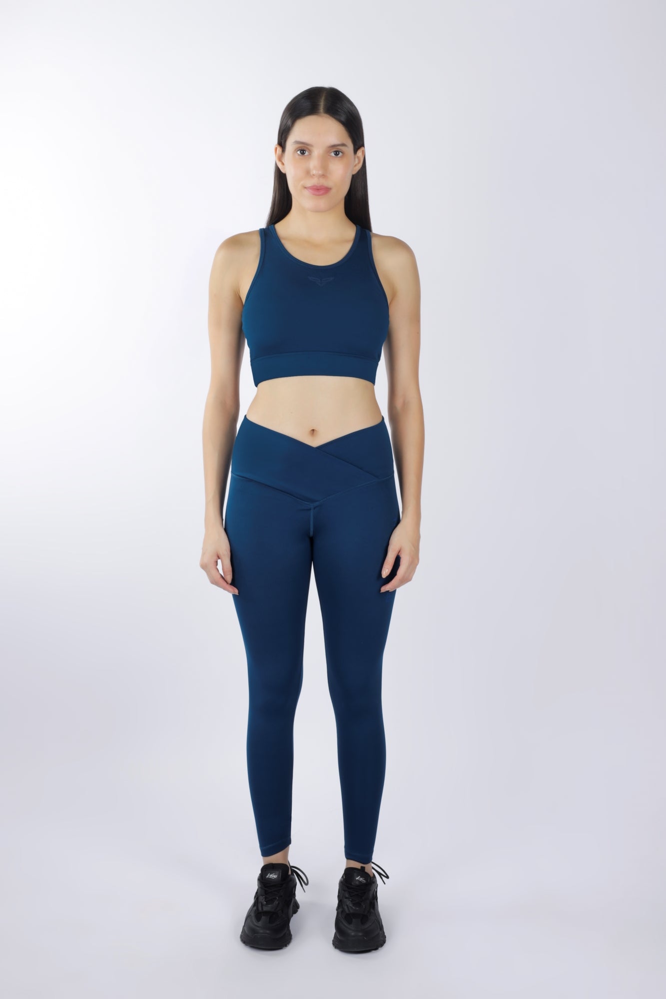 Cross Waist Band Blue Leggings