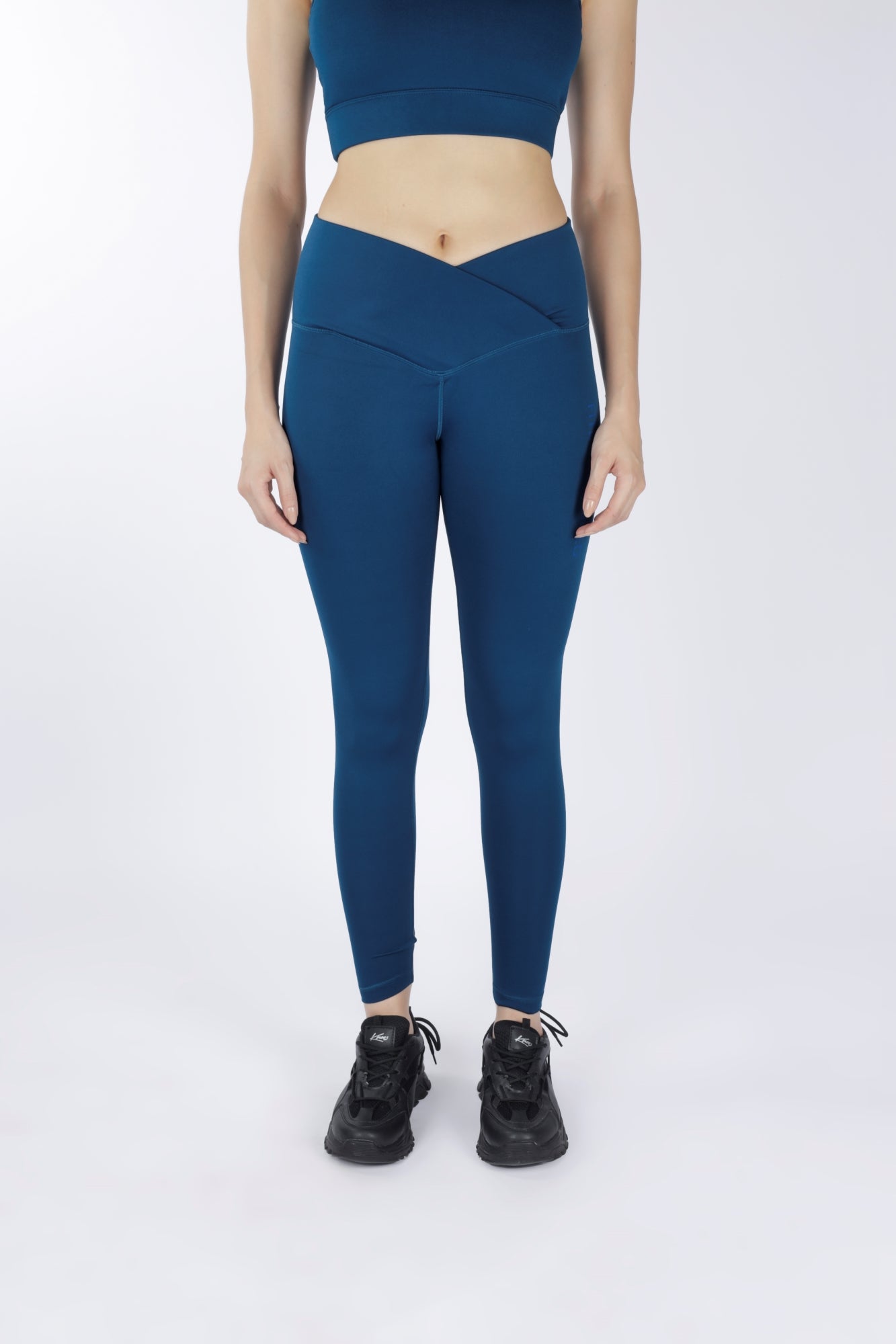 Cross Waist Band Blue Leggings