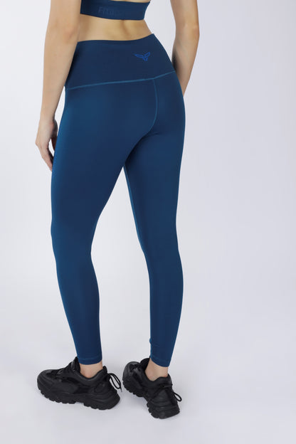 Cross Waist Band Blue Leggings