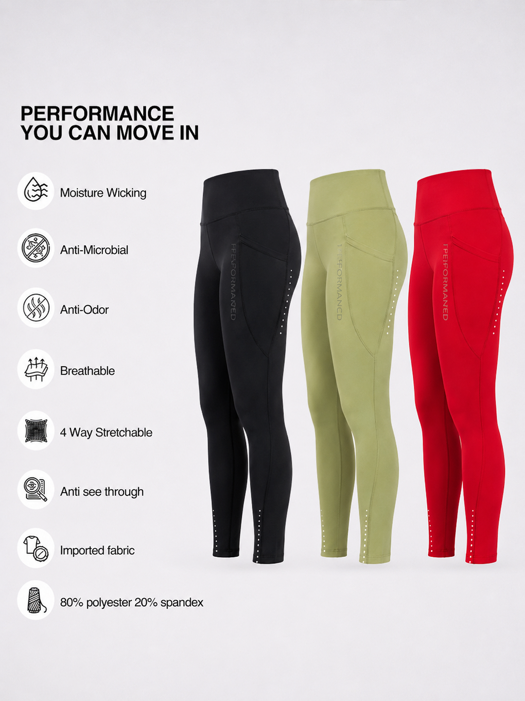 VelocityForm™ Performance Leggings -Fire Red