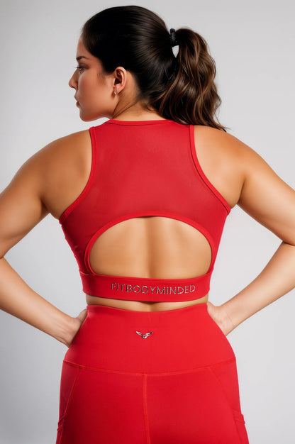 U Shape Premium Sports Bra - Fire Red