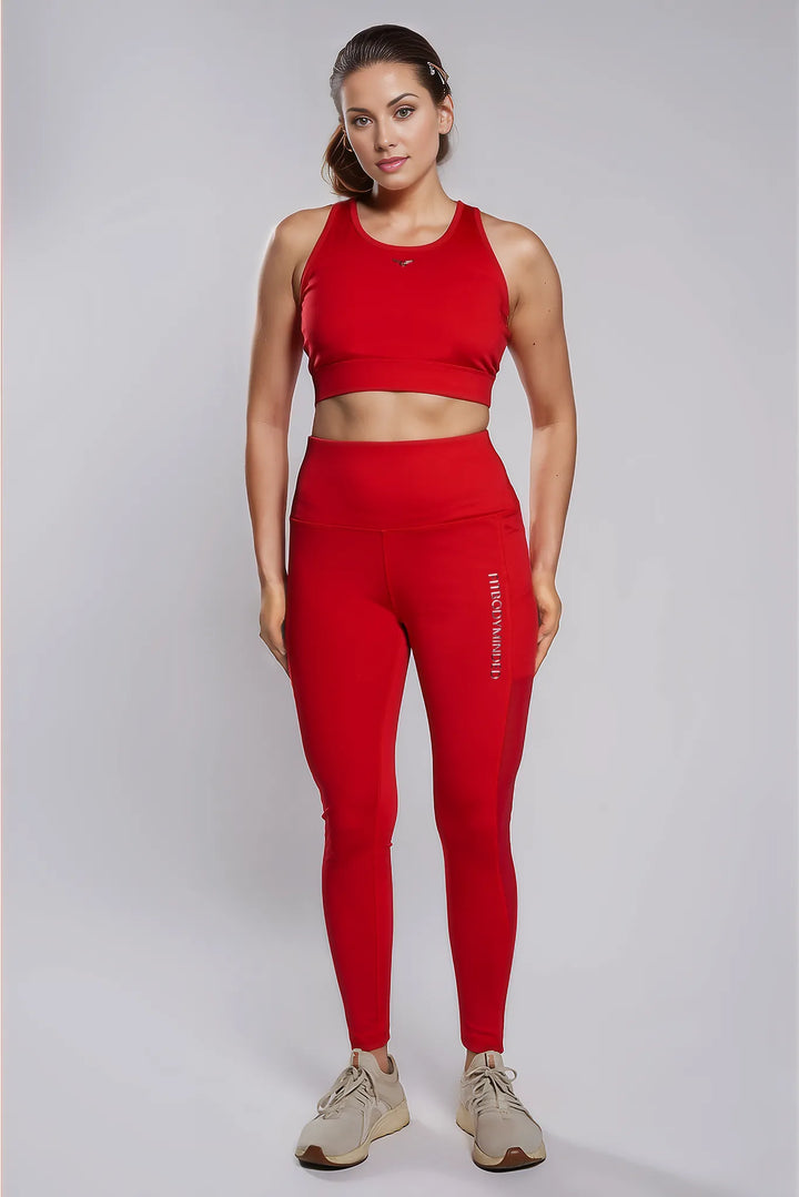 Premium Girl On The Run Mesh Leggings - Fire Red