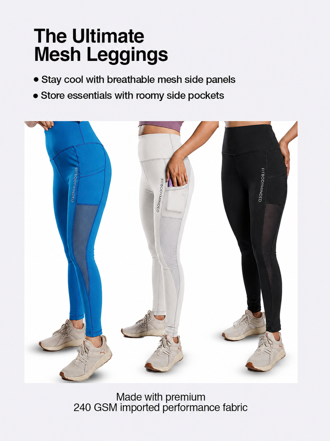 Premium Girl On The Run Mesh Leggings - Grey