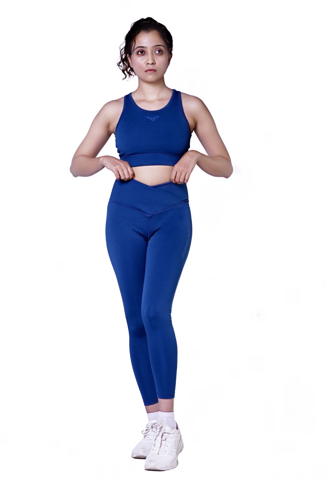 Cross Waist Band Leggings Blue 2