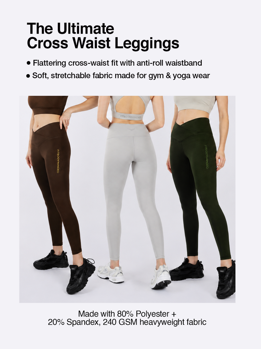 Cross Waist Band Coffee Brown Leggings