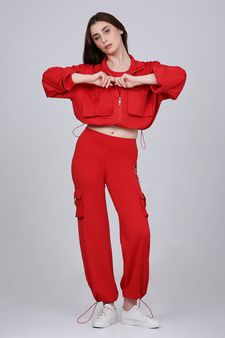 HYBRID CARGO PANTS - FIRE RED