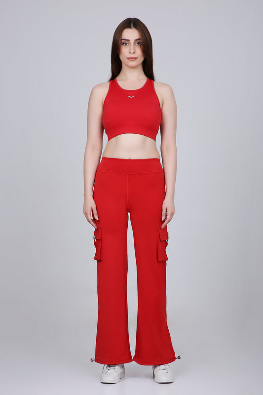 HYBRID CARGO PANTS - FIRE RED