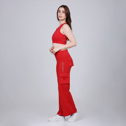 HYBRID CARGO PANTS - FIRE RED