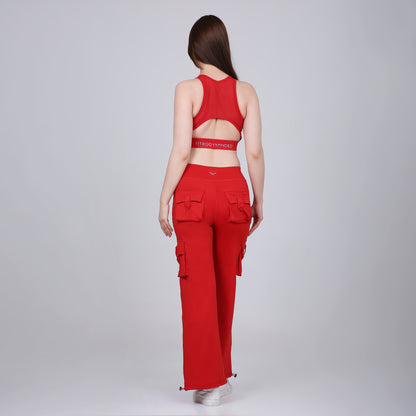HYBRID CARGO PANTS - FIRE RED