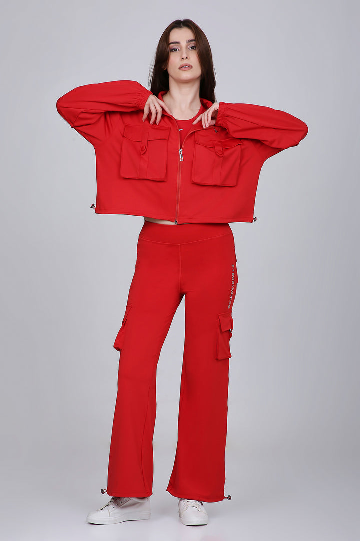 HYBRID CARGO PANTS - FIRE RED