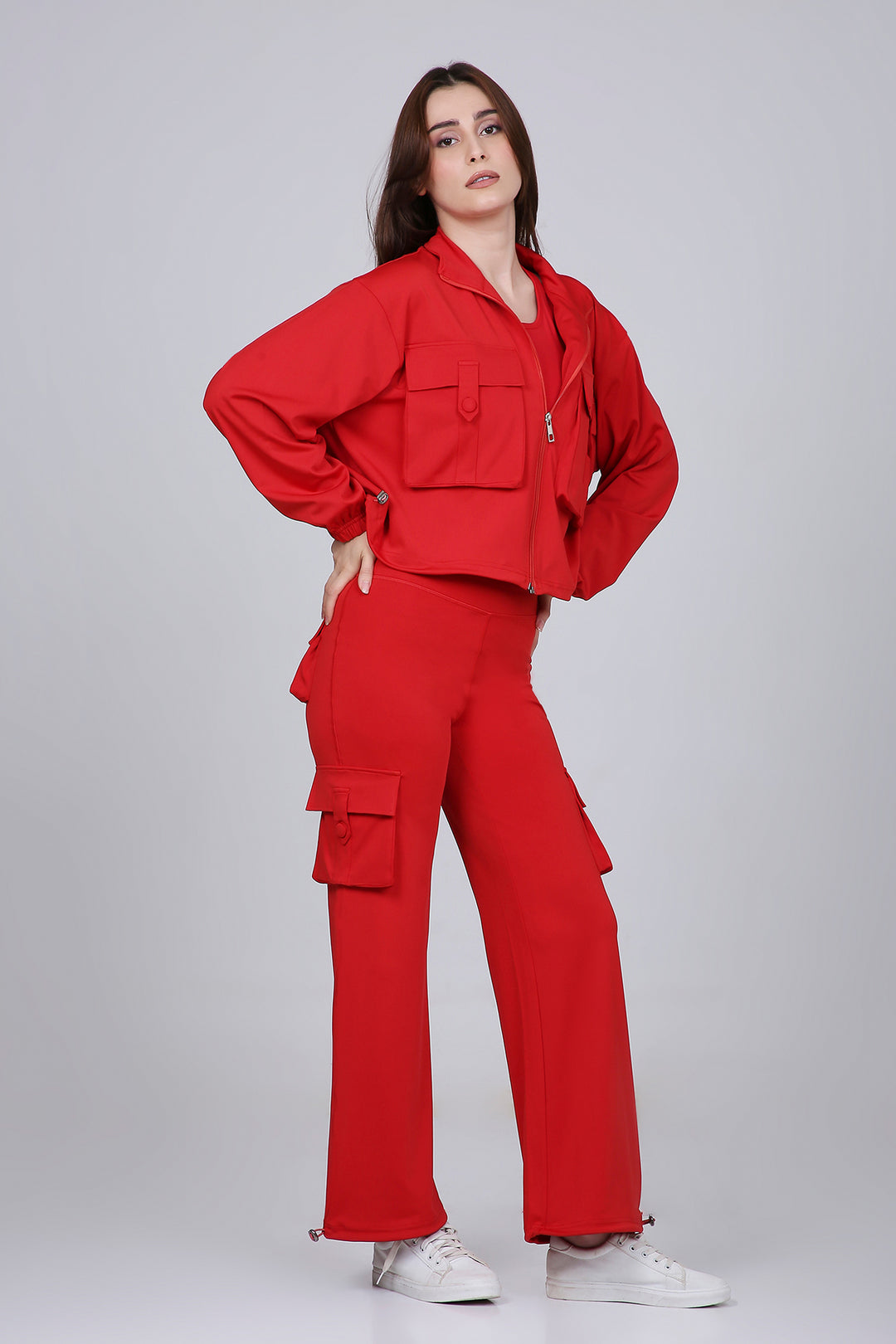 HYBRID CARGO PANTS - FIRE RED