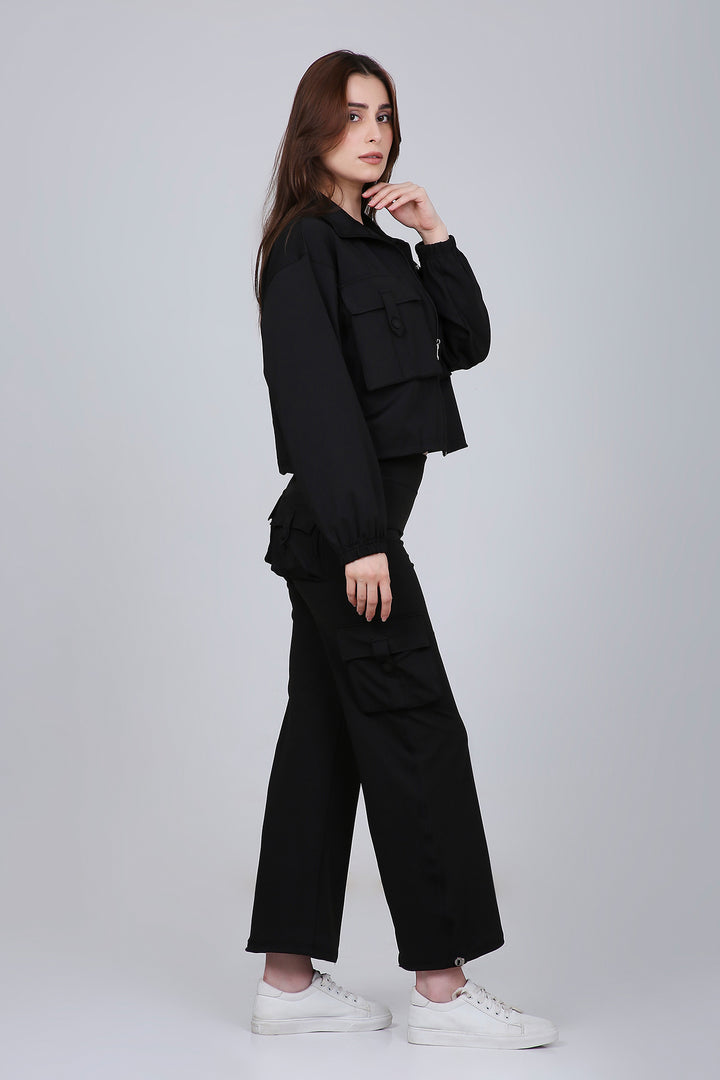 HYBRID CARGO JACKET - BLACK