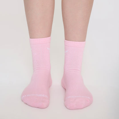 CUSHIONED MID CUT CREW PINK SOCKS - PACK OF 3