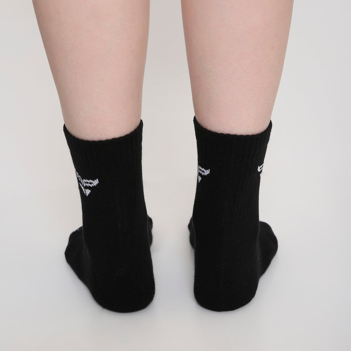 CUSHIONED MID CUT CREW BLACK SOCKS - PACK OF 3