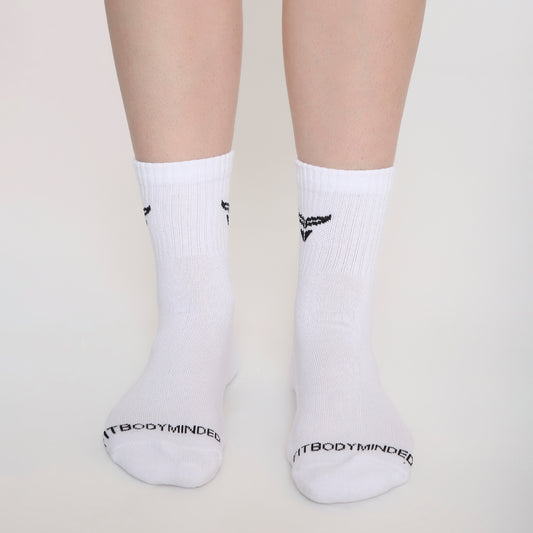 CUSHIONED MID CUT CREW WHITE SOCKS - PACK OF 3