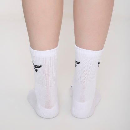 CUSHIONED MID CUT CREW WHITE SOCKS - PACK OF 3