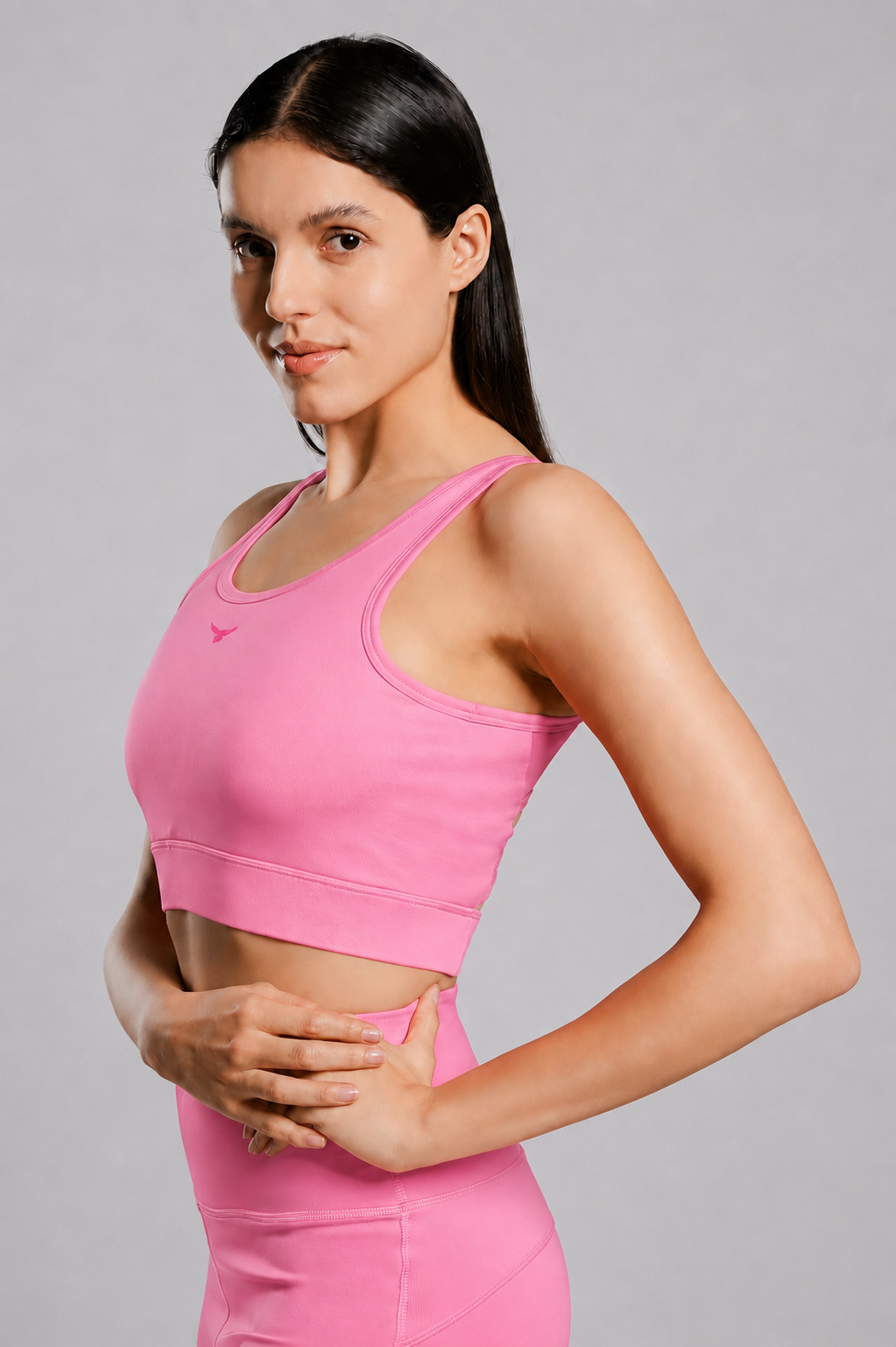 Premium Crossover Sports Bra - Candy Pink