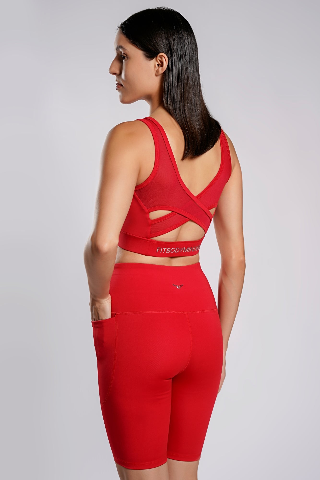 Premium High Waisted Cycling Shorts - Fire Red