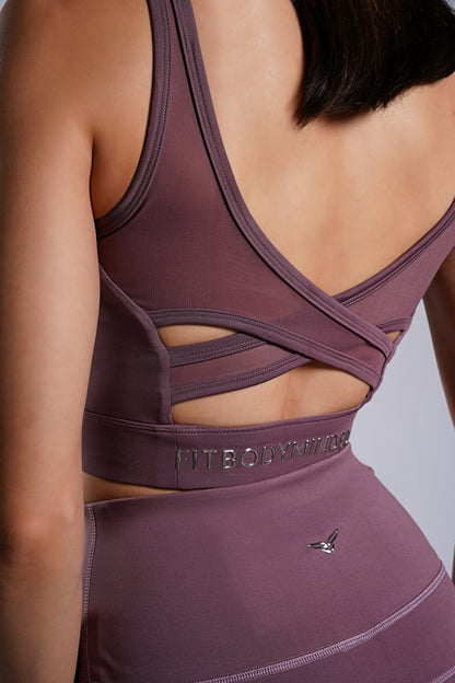 Premium Crossover Sports Bra - Lavender