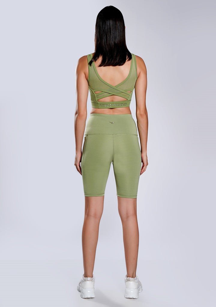 Premium High Waisted Cycling Shorts - MATCHA