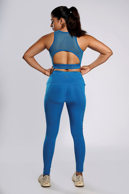 Premium Girl On The Run Mesh Leggings - Bahama Blue