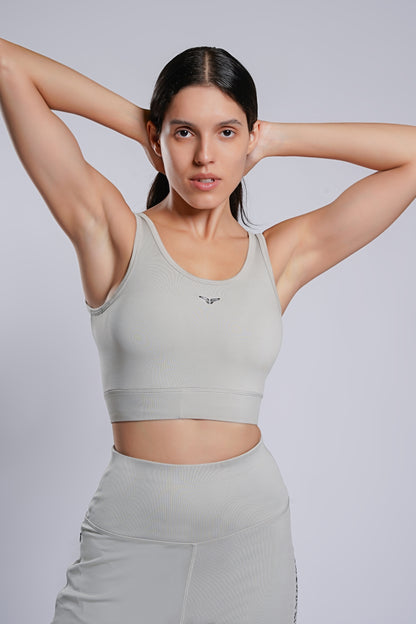 Premium Crossover Sports Bra - Grey