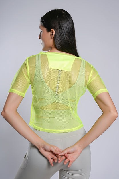 Boxy Mesh Neon Green Tshirt