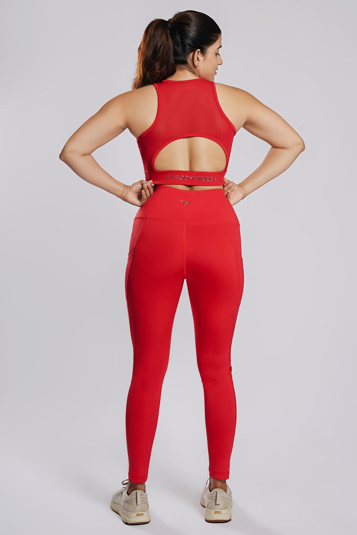 Premium Girl On The Run Mesh Leggings - Fire Red