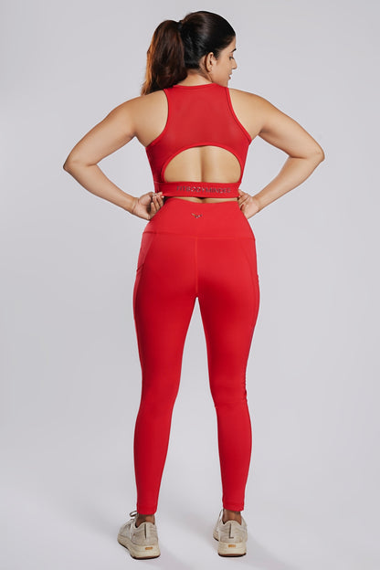 U Shape Premium Sports Bra - Fire Red