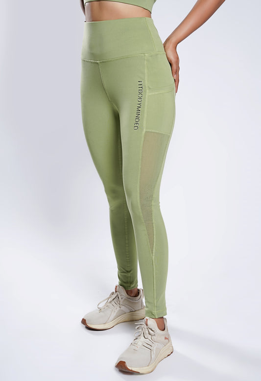 Premium Girl On The Run Mesh Leggings - Sage Green